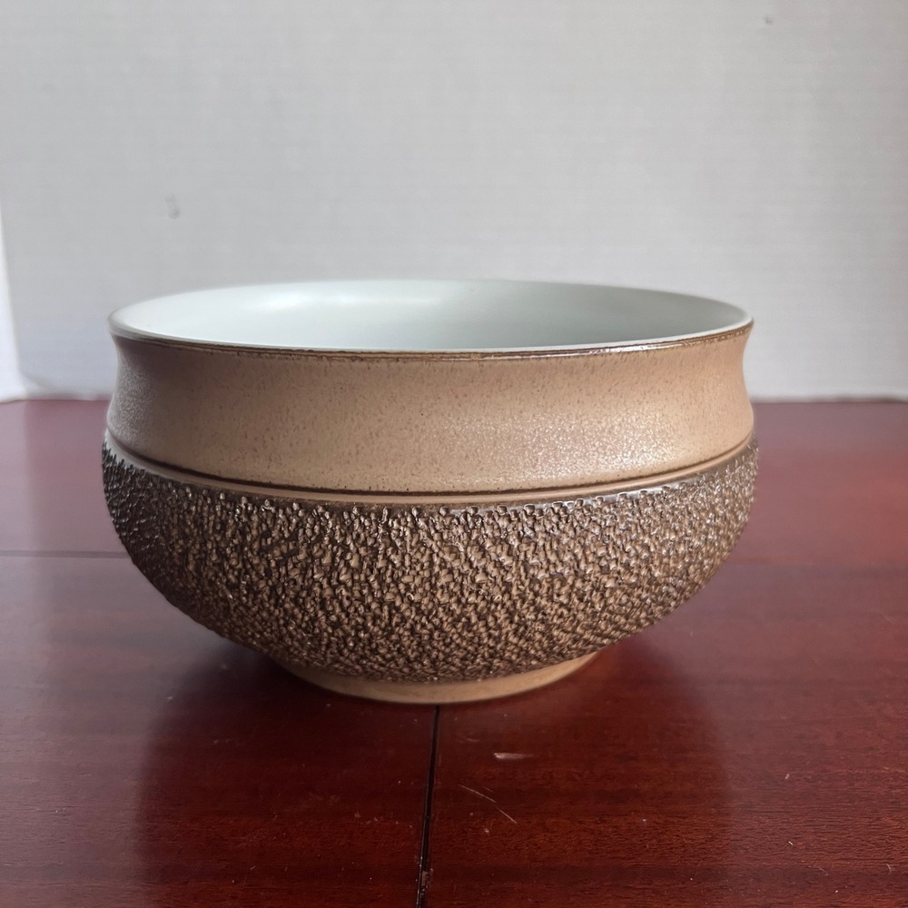 Denby England Textured 2-Tone Stoneware Bowl Brown Tan Lava Glaze MCM 7x4